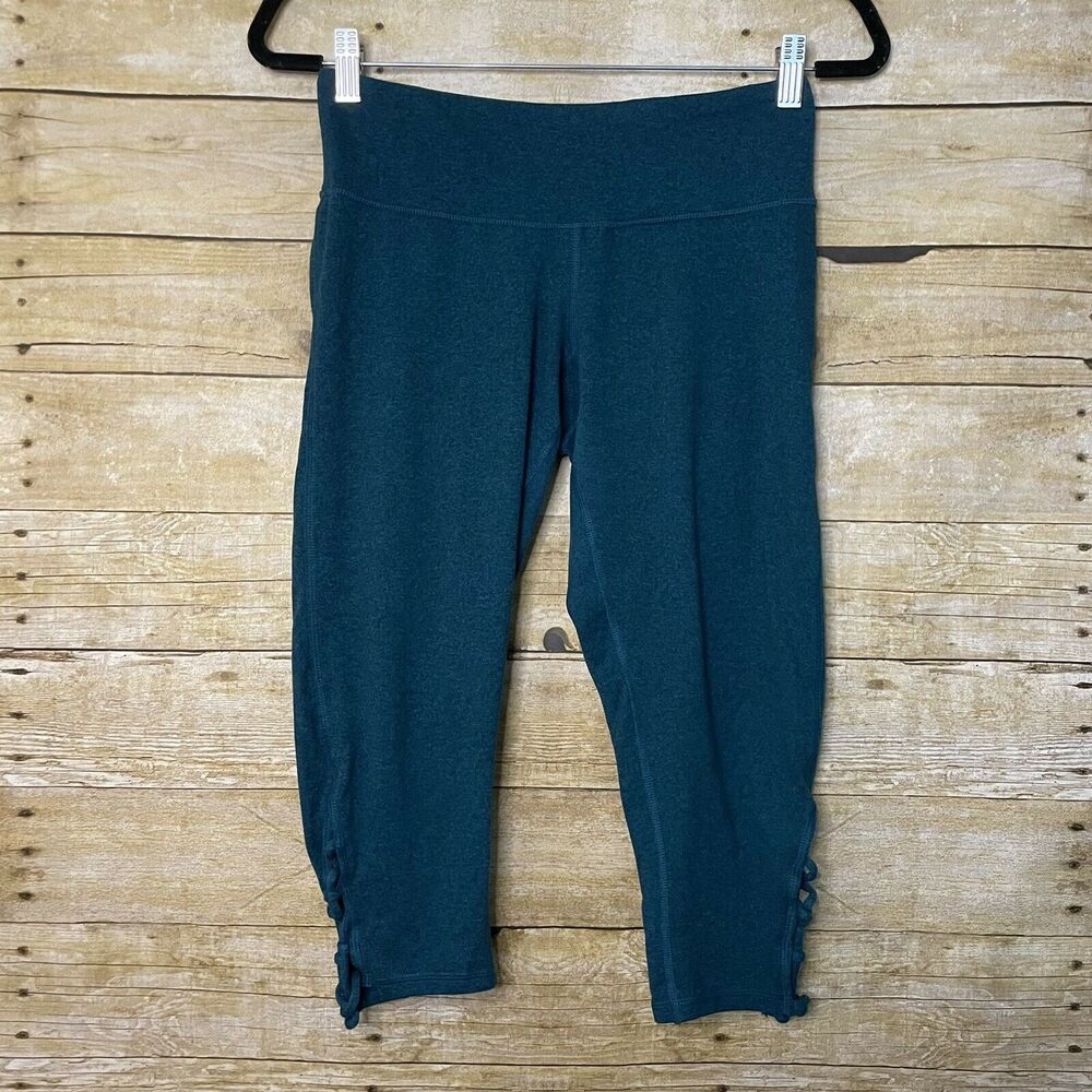 C9 by Champion Teal Marled Cropped Leggings - Size Medium - Lace Up Caged Leg